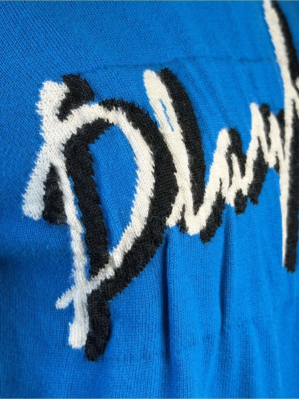 Playboy Blue Bunny Logo Cotton Sweater Y2K Graphic Knit Top Small